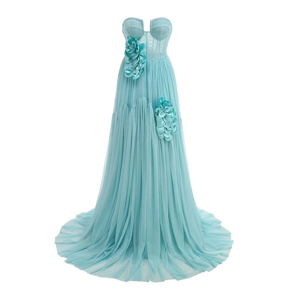 Serena Blue Floral Gown