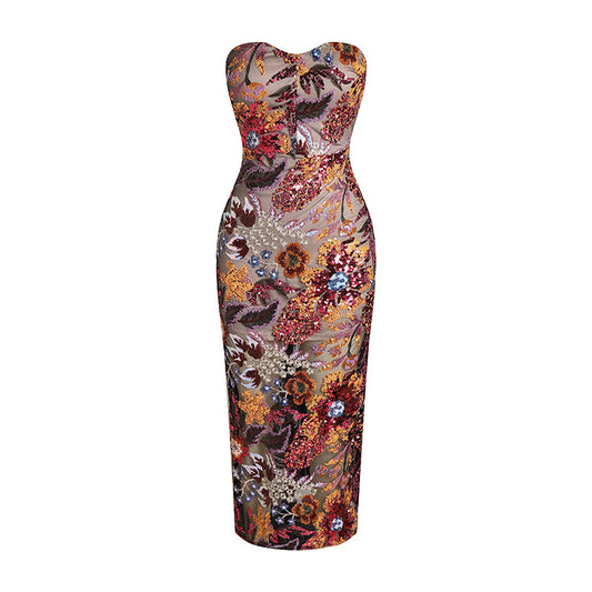 Nadia Floral Sequins Dress
