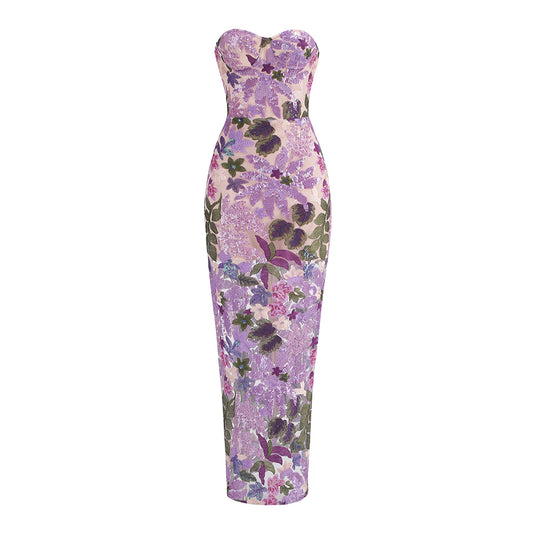 Millie Purple Floral Sequins Dress